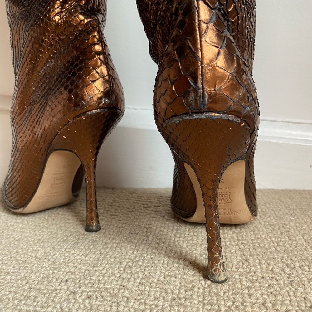 Jimmy Choo Mavis Python Metallic Boots - Picture 11 of 16
